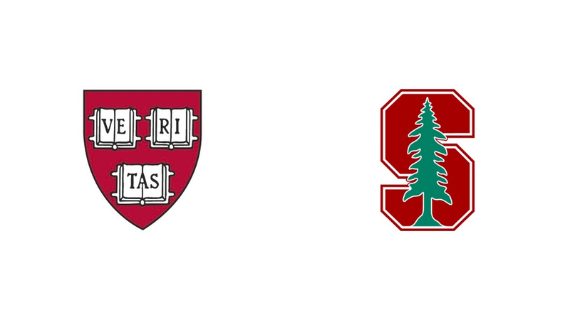 Logos via Harvard and Stanford
